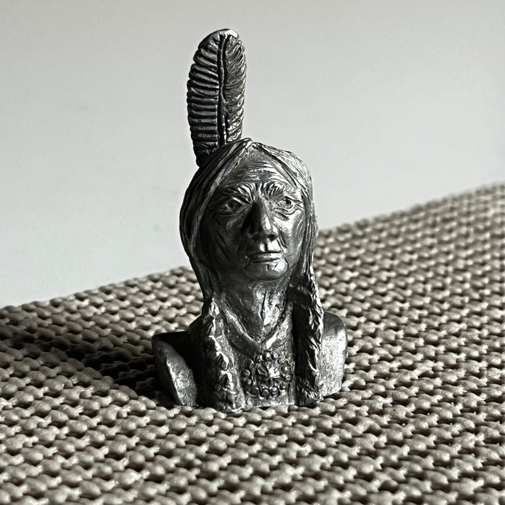 Vintage 1981 Spoontiques Pewter Native American Indian Chief Bust Figurine S735
